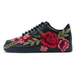 [Custom Peony Black Samurai]  Air Force 1 Skateboarding Shoes Women's