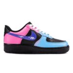 [Custom AF1 Cybergame Black]  Air Force 1 Skateboarding Shoes Women's Low-top Black/blue/purple/pink - Image 2
