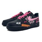 [Custom Pink ink raspberry]  Air Force 1 Skateboarding Shoes Women's Low-top Black/pink - Image 3