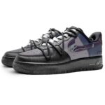 [Custom Female style: Purple Moon Night]  Air Force 1 Skateboard Shoes Women's Low-Top Black/Purple - Image 3