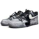 [Custom The female style of the Magpie Bridge and the starry River]  Air Force 1 Skateboarding Shoes Women's Low-top Black/white/gray - Image 3