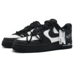 [Custom Female white peach bubble]  Air Force 1 Skateboarding Shoes Women's Low-top Black/white - Image 3