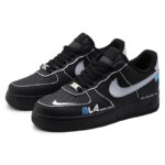 [Custom Women's quick silver]  Air Force 1 Skateboarding Shoes Women's Low-top Black/Sliver - Image 3