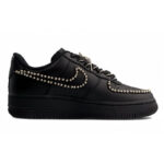 [Custom Silver-winged butterfly in the dark night]  Air Force 1 Skateboarding Shoes Women's Low-top Black/silver - Image 2