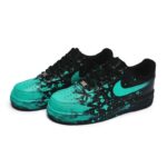 [Custom A crazy graffiti blue  for women]  Air Force 1 Skateboard Shoes Women's Low-Top Black-Cyan - Image 3