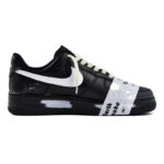 [Custom "North Latitude Smiling Face"]  Air Force 1 Skateboarding Shoes Women's Low-top Black/white - Image 2