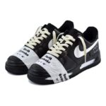 [Custom "North Latitude Smiling Face"]  Air Force 1 Skateboarding Shoes Women's Low-top Black/white - Image 3