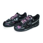 [Custom Women's electric silver chain]  Air Force 1 Skateboarding Shoes Women's Low-top Black/Sliver - Image 3