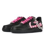 [Custom Women's low-top graffiti sneakers in black pink]  Air Force 1 Skateboarding Shoes Women's - Image 3