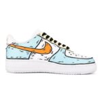 [Custom Female cartoon 2D style blue, orange and yellow]  Air Force 1 Skateboarding Shoes Women's Low-top Blue/Orange/Yellow - Image 2