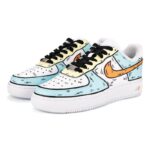 [Custom Female cartoon 2D style blue, orange and yellow]  Air Force 1 Skateboarding Shoes Women's Low-top Blue/Orange/Yellow - Image 3