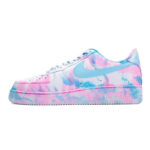 [Custom Tie-dyed neon-lit city]  Air Force 1 Skateboarding Shoes Women's Low-top White/pink/blue