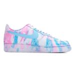 [Custom Tie-dyed neon-lit city]  Air Force 1 Skateboarding Shoes Women's Low-top White/pink/blue - Image 2