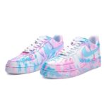 [Custom Tie-dyed neon-lit city]  Air Force 1 Skateboarding Shoes Women's Low-top White/pink/blue - Image 3