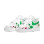 [Custom Flowers are red and grass is green]  Air Force 1 Skateboarding Shoes Women's Low-top White/black - Image 3