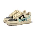 [Custom Female coffee dye black coffee A-BOX]  Air Force 1 Skateboarding Shoes Women's Low-top Beige Black Blue - Image 3