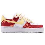 [Custom Impression Rose]  Air Force 1 Skateboarding Shoes Women's Low-top Red/Yellow - Image 2