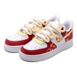 [Custom Impression Rose]  Air Force 1 Skateboarding Shoes Women's Low-top Red/Yellow - Image 3