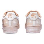 [Custom Women's retro cashew flower tea brown]  Air Force 1 Skateboarding Shoes Women's Low-top Pink/white - Image 4