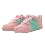[Custom Unicorn girl]  Air Force 1 Skateboarding Shoes Women's Low-top Pink/Green - Image 3