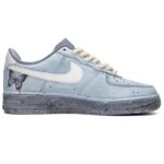 [Custom Colorful butterfly]  Air Force 1 Skateboarding Shoes Women's Low-top Grey/white - Image 2