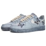 [Custom Colorful butterfly]  Air Force 1 Skateboarding Shoes Women's Low-top Grey/white - Image 3