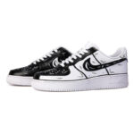 [Custom AF1 Yin-Yang 2D Black and White]  Air Force 1 Skateboarding Shoes Women's Low-top Black/White - Image 3