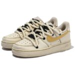 [Custom The women's coffee is bright yellow]  Air Force 1 Skateboard Shoes Women's Low-Top Beige/Yellow - Image 3