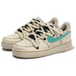 [Custom Women's coffee Tiffany]  Air Force 1 Skateboard Shoes Women's Low-Top Beige/Green - Image 3