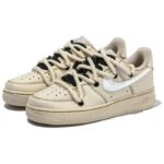 [Custom Women's coffee silver]  Air Force 1 Skateboard Shoes Women's Low-Top Beige/Silver - Image 3