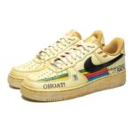 [Custom Women's striped coffee]  Air Force 1 Skateboarding Shoes Women's Low-top Beige - Image 3