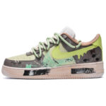 [Custom The female small jumping frog is white, brown and green]  Air Force 1 Skateboarding Shoes Women's Low-top Sanddrift/White/Rough Green/Hemp