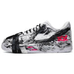 [Custom Female dark hero black and white pink]  Air Force 1 Skateboarding Shoes Women's Low-top Core Black / Cloud White / Team Shock Pink 2