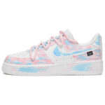 [Custom Women's Macaron Love in blue and pink]  Air Force 1 Skateboarding Shoes Women's Low-top Blue/pink - Image 2