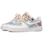 [Custom Women's retro star denim in off-white and brown]  Air Force 1 Skateboarding Shoes Women's - Image 4