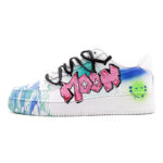 [Custom Female fluid art graffiti in blue and green pink]  Air Force 1 Skateboarding Shoes Women's Low-top Blue/green/pink - Image 2