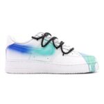 [Custom Female fluid art graffiti in blue and green pink]  Air Force 1 Skateboarding Shoes Women's Low-top Blue/green/pink - Image 3