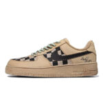 [Custom Women's heart-shaped waffle beige white and brown]  Air Force 1 Skateboarding Shoes Women's Low-top Brown/brown/beige - Image 2
