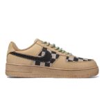 [Custom Women's heart-shaped waffle beige white and brown]  Air Force 1 Skateboarding Shoes Women's Low-top Brown/brown/beige - Image 4