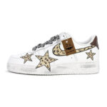 [Custom limited edition white and brown]  Air Force 1 Skateboarding Shoes Unisex