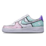 [Custom The female butterfly is green, pink and white]  Air Force 1 Skateboarding Shoes Women's Low-top Green/pink/white - Image 2