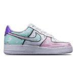 [Custom The female butterfly is green, pink and white]  Air Force 1 Skateboarding Shoes Women's Low-top Green/pink/white - Image 3