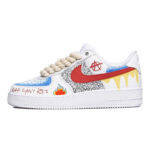 [Custom Women's street graffiti in red, yellow and blue]  Air Force 1 Skateboarding Shoes Women's Low-top White/Red/Yellow/Blue - Image 2