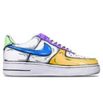 [Custom 2D orange purple green]  Air Force 1 Skateboarding Shoes Women's Low-top Blue, Yellow, Purple, White - Image 3