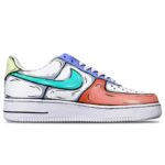[Custom 2D red Purple Green]  Air Force 1 Skateboarding Shoes Women's Low-top White/Orange/Purple/Green - Image 3