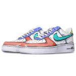 [Custom 2D red Purple Green]  Air Force 1 Skateboarding Shoes Women's Low-top White/Orange/Purple/Green - Image 2