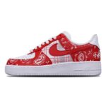 [Custom The checkered cashew fruit flowers are red]  Air Force 1 Skateboarding Shoes Women's - Image 2