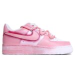 [Custom Pink Smudge ]  Air Force 1 Skateboarding Shoes Women's Low-top Pink, White - Image 2