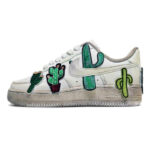 [Custom Women's cactus embroidery in earth tones]  Air Force 1 Skateboarding Shoes Women's Low-top Earth Tone - Image 3