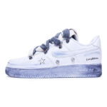 [Custom A female six-pointed star]  Air Force 1 Skateboarding Shoes Unisex Low-top Gray - Image 3